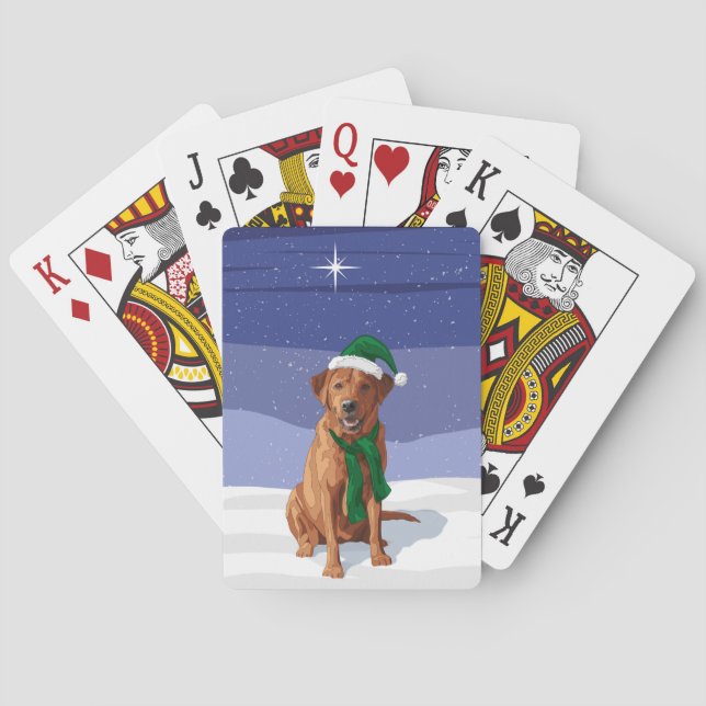 Fox Red Labrador Retriever Christmas Dog Poker Cards (Back)