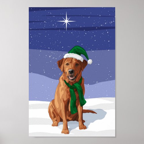 Fox Red Labrador Retriever Christmas Dog Poster