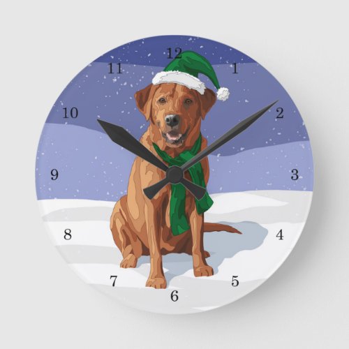 Fox Red Labrador Retriever Christmas Dog Round Clock
