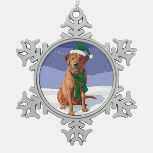 Fox Red Labrador Retriever Christmas Dog Snowflake Pewter Christmas Ornament