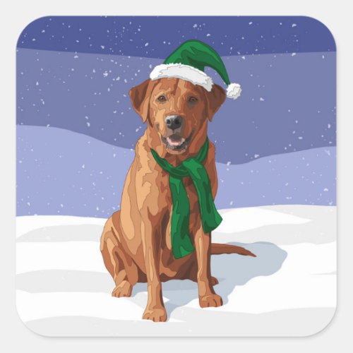 Fox Red Labrador Retriever Christmas Dog Square Sticker