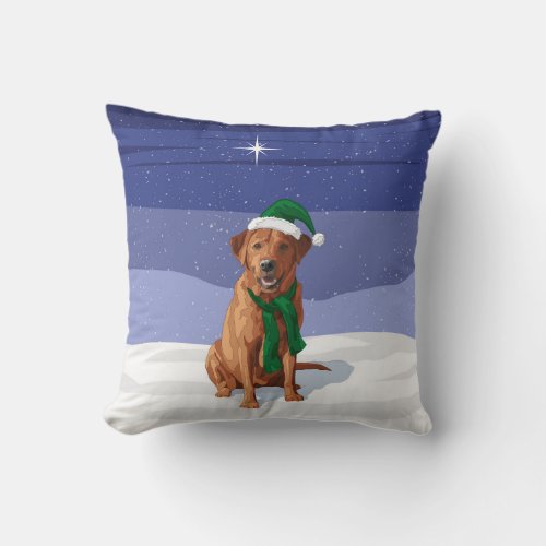 Fox Red Labrador Retriever Christmas Dog Throw Pillow