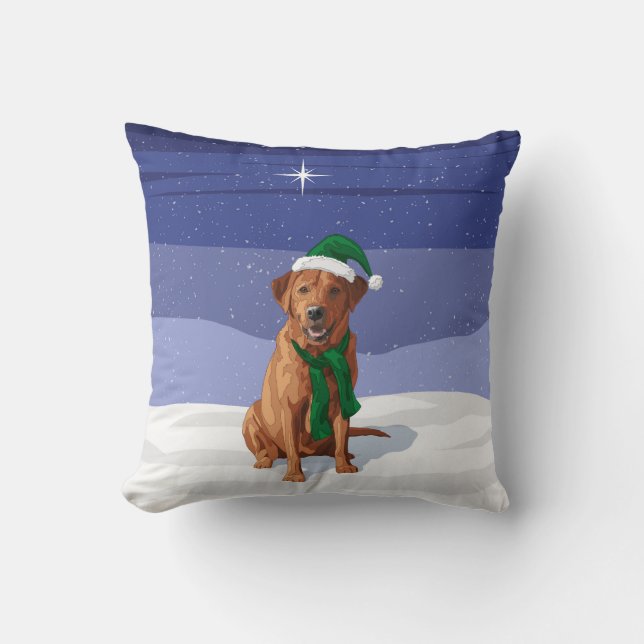 Fox Red Labrador Retriever Christmas Dog Throw Pillow (Front)