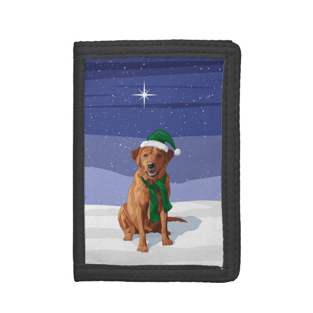 Fox Red Labrador Retriever Christmas Dog Trifold Wallet (Front Vertical)