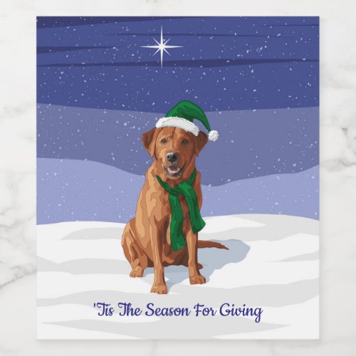 Fox Red Labrador Retriever Christmas Dog Wine Label