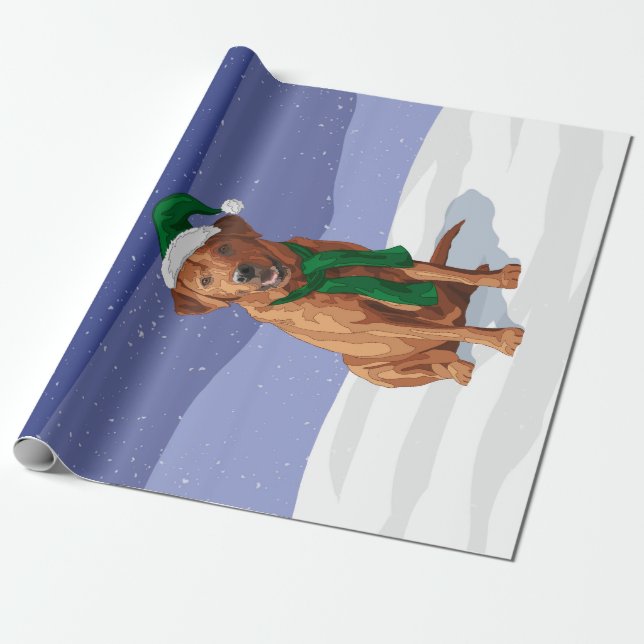 Fox Red Labrador Retriever Christmas Dog Wrapping Paper (Unrolled)