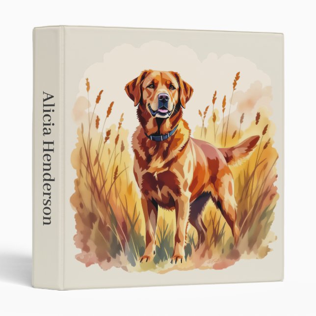 Fox Red Labrador Retriever Dog 3 Ring Binder (Front/Spine)