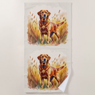 Fox Red Labrador Retriever Dog Beach Towel