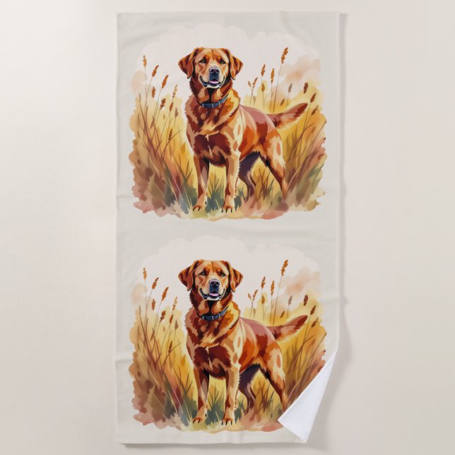 Fox Red Labrador Retriever Dog Beach Towel (Front)
