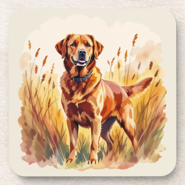 Fox Red Labrador Retriever Dog Beverage Coaster (Front)