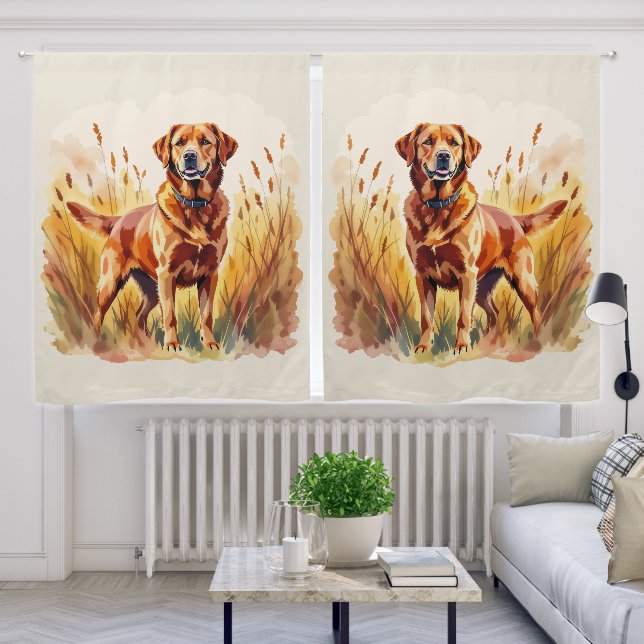 Fox Red Labrador Retriever Dog Blackout Curtains (Living Room)