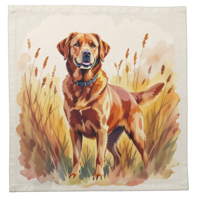 Fox Red Labrador Retriever Dog Cloth Napkin (Front)