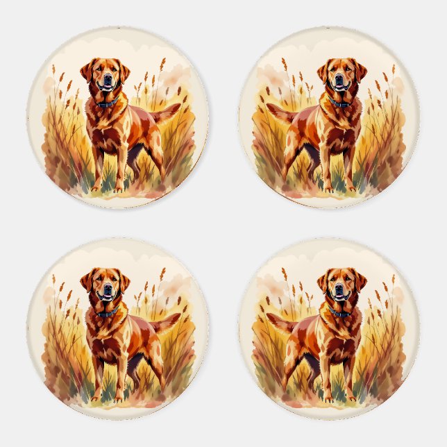 Fox Red Labrador Retriever Dog Coaster Set (Set)