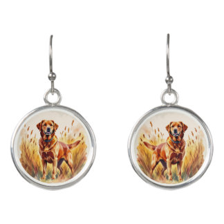 Fox Red Labrador Retriever Dog Earrings