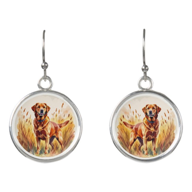 Fox Red Labrador Retriever Dog Earrings (Front)