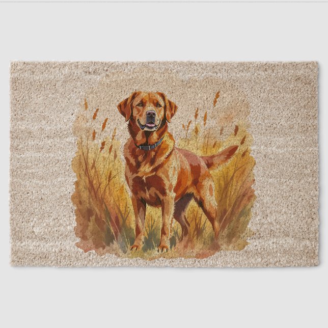 Fox Red Labrador Retriever Dog Fiber Doormat (Front)
