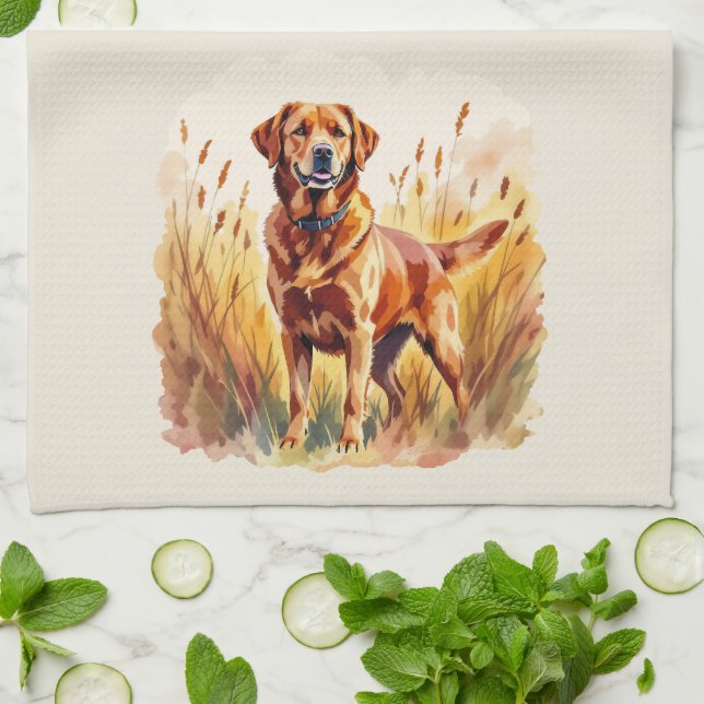 Fox Red Labrador Retriever Dog Kitchen Towel (Folded)