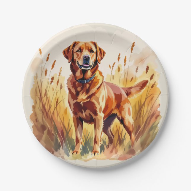 Fox Red Labrador Retriever Dog Paper Plates (Front)