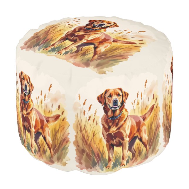 Fox Red Labrador Retriever Dog Pouf (Angled Front)