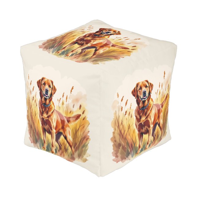Fox Red Labrador Retriever Dog Pouf (Angled Front)