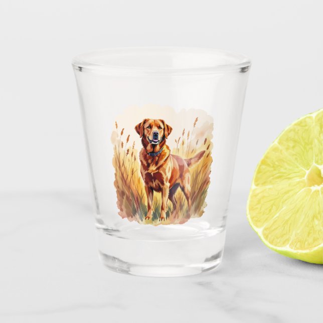 Fox Red Labrador Retriever Dog Shot Glass (Front)