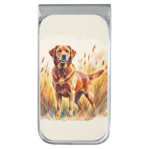 Fox Red Labrador Retriever Dog Silver Finish Money Clip