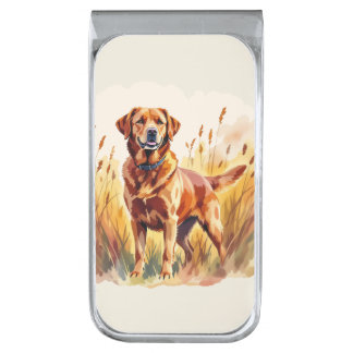 Fox Red Labrador Retriever Dog Silver Finish Money Clip