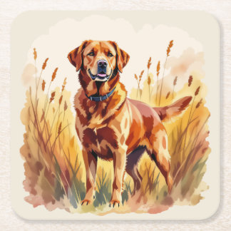 Fox Red Labrador Retriever Dog Square Paper Coaster