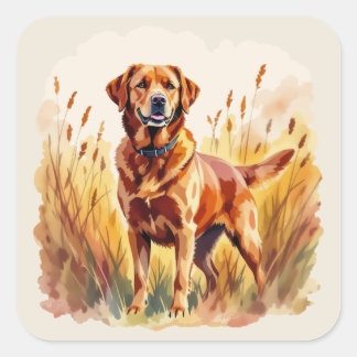 Fox Red Labrador Retriever Dog Square Sticker