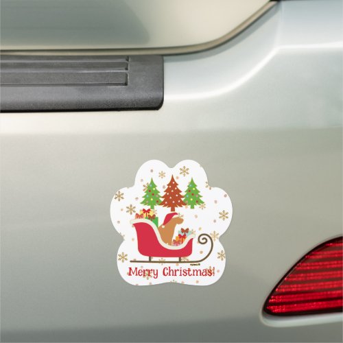 Fox Red Labrador Silhouette Christmas Sleigh Car Magnet