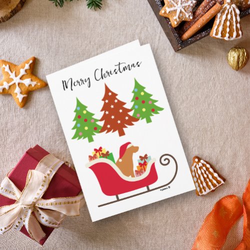 Fox Red Labrador Silhouette Christmas Sleigh Card