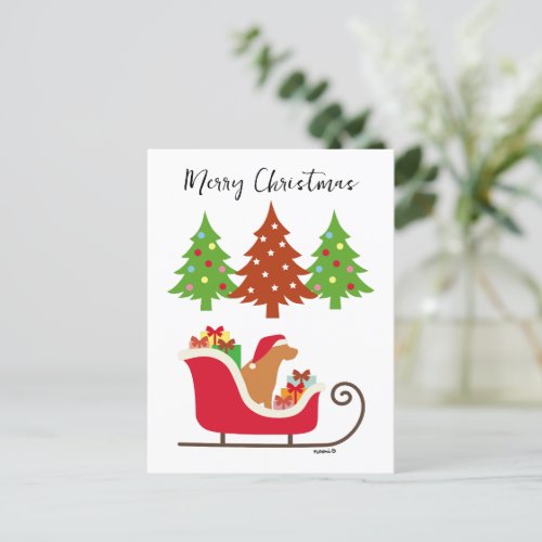 Fox Red Labrador Silhouette Christmas Sleigh Holiday Postcard