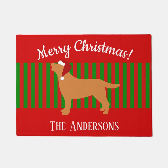 Fox Red Labrador Silhouette Santa Christmas Doormat (Front)