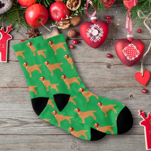 Fox Red Labrador Silhouette Santa Christmas Socks