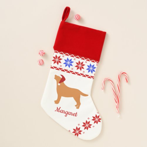 Fox Red Labrador Silhouette Santa Christmas Stocking