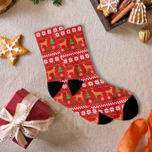 Fox Red Labrador Silhouette Santa Pattern Socks