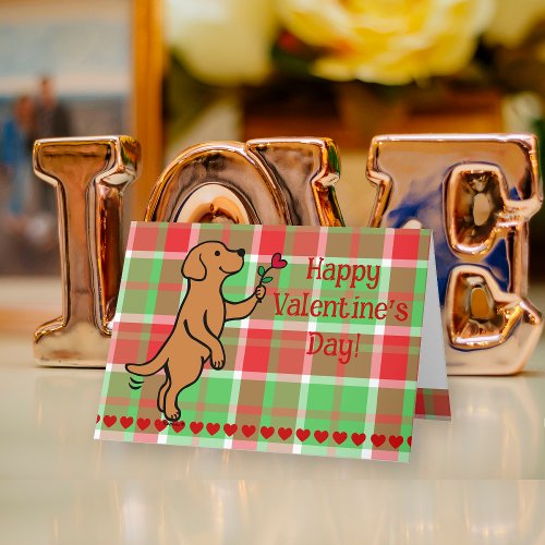 Fox Red Labrador Tiny Heart Flower Valentine Holiday Card