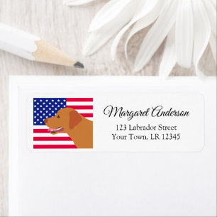 Fox Red Labrador US Flag Return Address Label