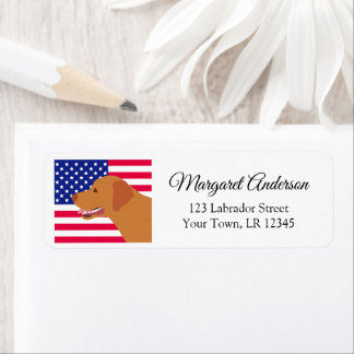 Fox Red Labrador US Flag Return Address Label