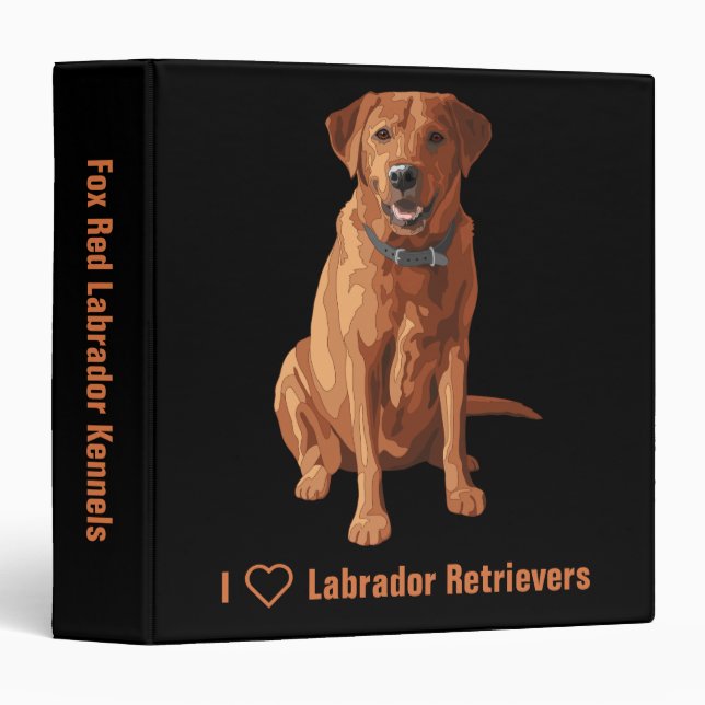 Fox Red Yellow Labrador Retriever Dog 3 Ring Binder (Front/Spine)