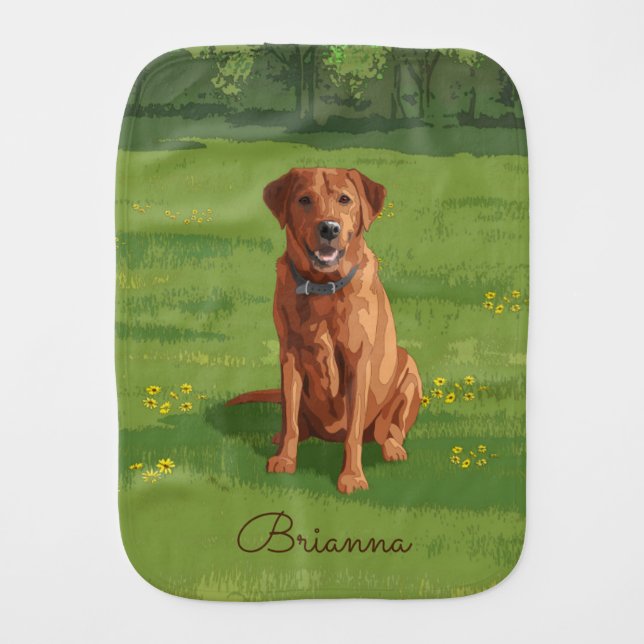 Fox Red Yellow Labrador Retriever Dog Baby Burp Cloth (Front)