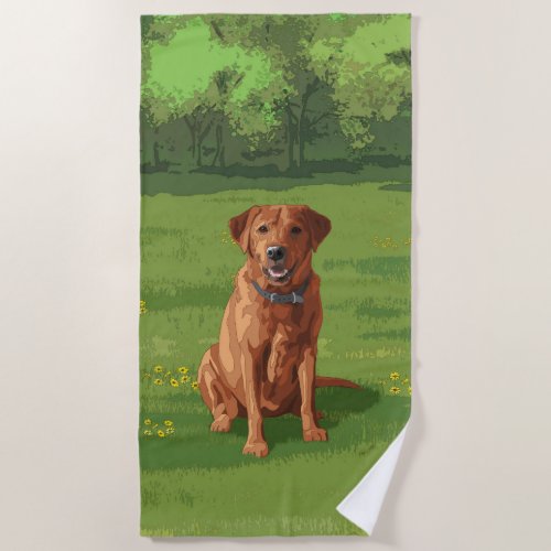 Fox Red Yellow Labrador Retriever Dog Beach Towel