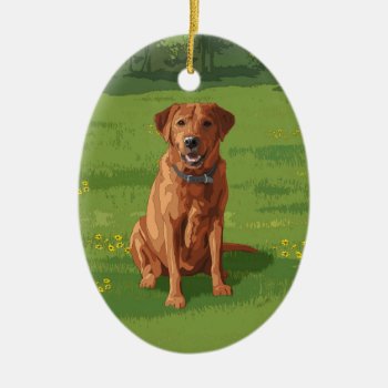 Fox Red Yellow Labrador Retriever Dog Ceramic Ornament by Fun_Forest at Zazzle