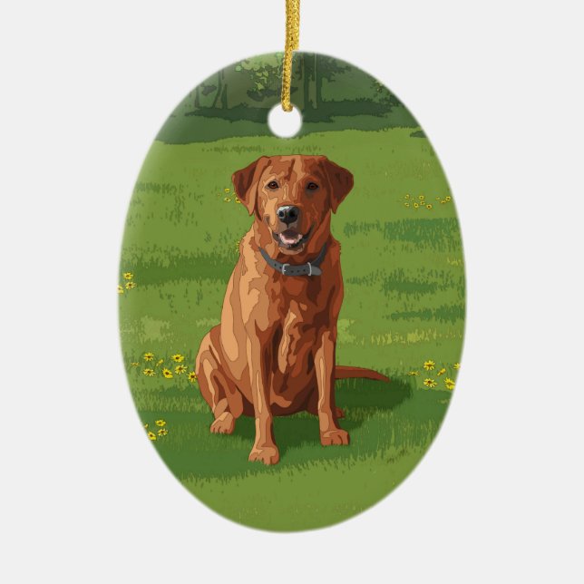 Fox Red Yellow Labrador Retriever Dog Ceramic Ornament (Front)