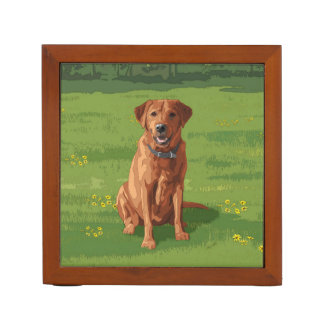 Fox Red Yellow Labrador Retriever Dog Desk Organizer