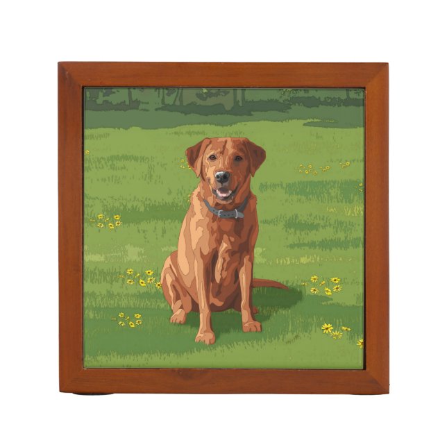 Fox Red Yellow Labrador Retriever Dog Desk Organizer (Front)
