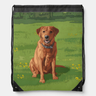Fox Red Yellow Labrador Retriever Dog Drawstring Bag