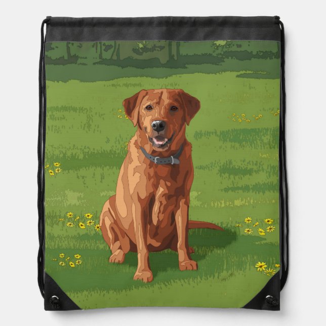 Fox Red Yellow Labrador Retriever Dog Drawstring Bag (Front)