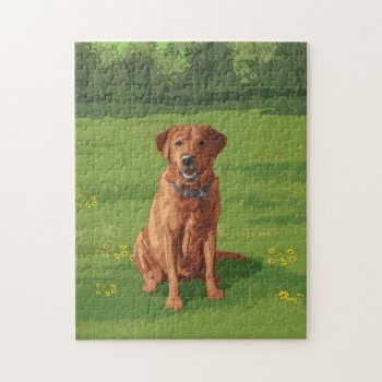 Fox Red Yellow Labrador Retriever Dog Jigsaw Puzzle by Fun_Forest at Zazzle