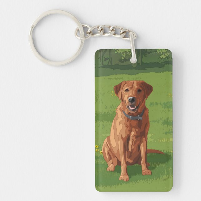 Fox Red Yellow Labrador Retriever Dog Keychain (Front)
